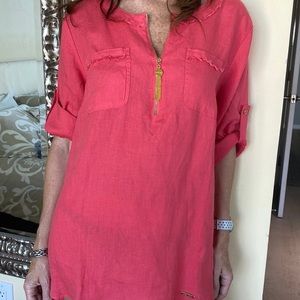 Ellen Tracy linen coral top